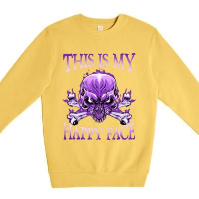 This Is My Happy Face Halloween Purple Skull Premium Crewneck Sweatshirt