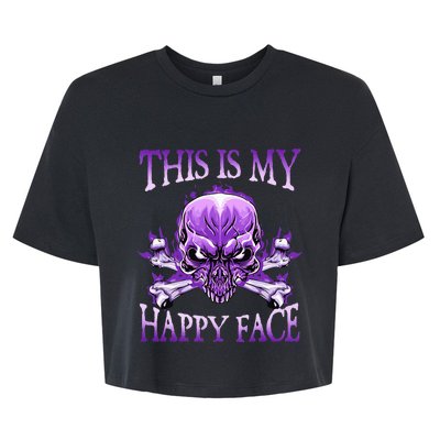 This Is My Happy Face Halloween Purple Skull Bella+Canvas Jersey Crop Tee