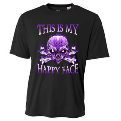 This Is My Happy Face Halloween Purple Skull Cooling Performance Crew T-Shirt