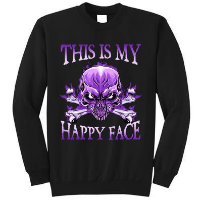 This Is My Happy Face Halloween Purple Skull Sweatshirt