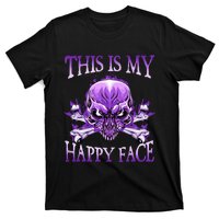 This Is My Happy Face Halloween Purple Skull T-Shirt