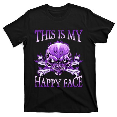 This Is My Happy Face Halloween Purple Skull T-Shirt