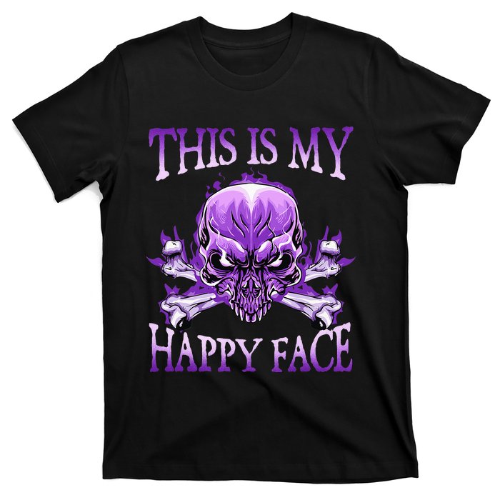 This Is My Happy Face Halloween Purple Skull T-Shirt