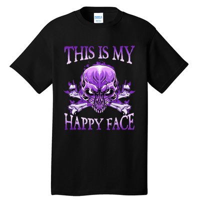 This Is My Happy Face Halloween Purple Skull Tall T-Shirt