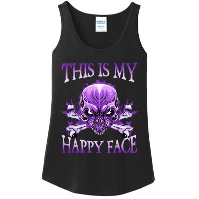 This Is My Happy Face Halloween Purple Skull Ladies Essential Tank