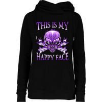 This Is My Happy Face Halloween Purple Skull Womens Funnel Neck Pullover Hood