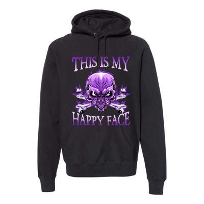 This Is My Happy Face Halloween Purple Skull Premium Hoodie