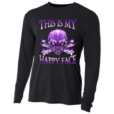 This Is My Happy Face Halloween Purple Skull Cooling Performance Long Sleeve Crew