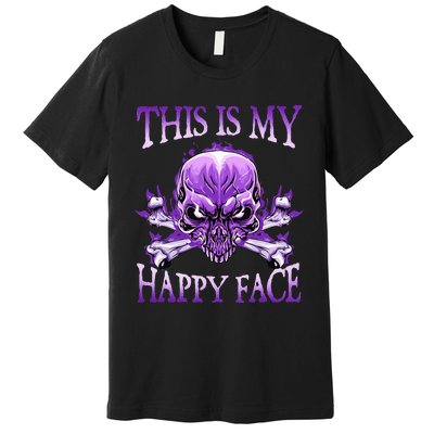 This Is My Happy Face Halloween Purple Skull Premium T-Shirt