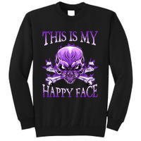 This Is My Happy Face Halloween Purple Skull Tall Sweatshirt