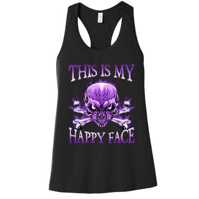 This Is My Happy Face Halloween Purple Skull Women's Racerback Tank