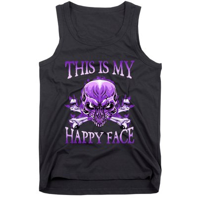 This Is My Happy Face Halloween Purple Skull Tank Top