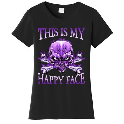 This Is My Happy Face Halloween Purple Skull Women's T-Shirt