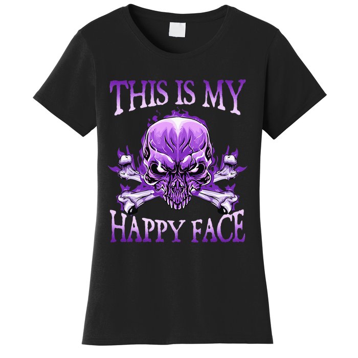 This Is My Happy Face Halloween Purple Skull Women's T-Shirt