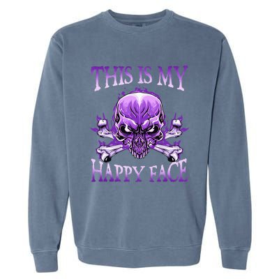 This Is My Happy Face Halloween Purple Skull Garment-Dyed Sweatshirt