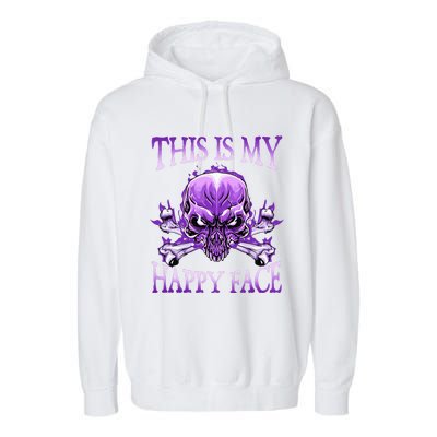 This Is My Happy Face Halloween Purple Skull Garment-Dyed Fleece Hoodie