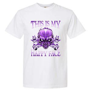 This Is My Happy Face Halloween Purple Skull Garment-Dyed Heavyweight T-Shirt