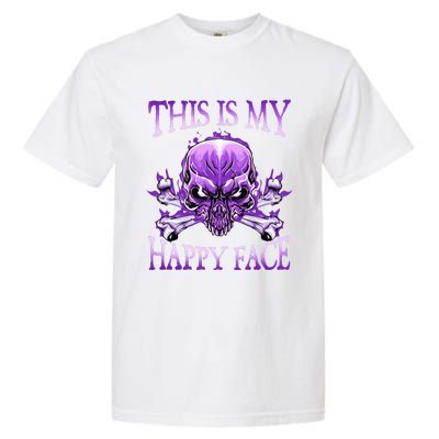 This Is My Happy Face Halloween Purple Skull Garment-Dyed Heavyweight T-Shirt