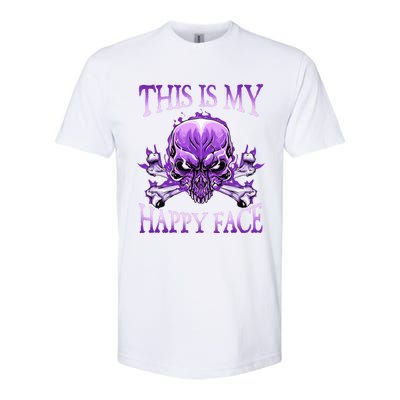 This Is My Happy Face Halloween Purple Skull Softstyle CVC T-Shirt