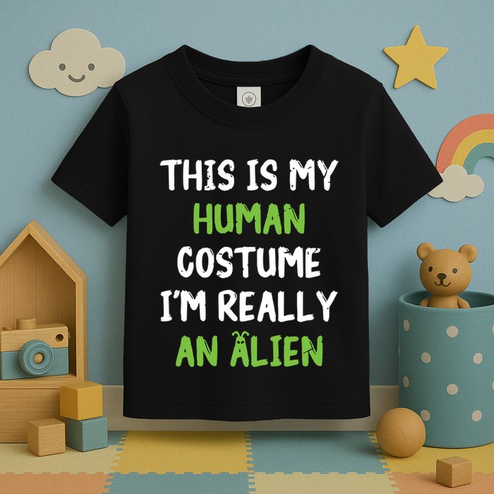 This Is My Human Costume Im Really An Alien Lazy Costume Toddler T-Shirt