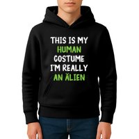 This Is My Human Costume Im Really An Alien Lazy Costume Kids Hoodie