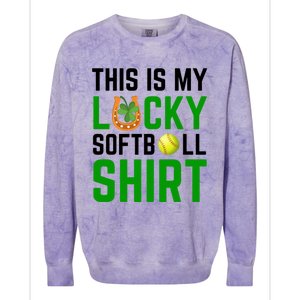 This Is My Lucky Softball Gift Sport Game St Patrick's Day Gift Colorblast Crewneck Sweatshirt