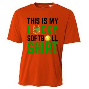 This Is My Lucky Softball Gift Sport Game St Patrick's Day Gift Cooling Performance Crew T-Shirt