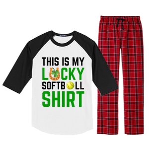 This Is My Lucky Softball Gift Sport Game St Patrick's Day Gift Raglan Sleeve Pajama Set