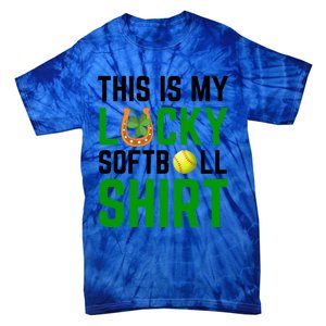 This Is My Lucky Softball Gift Sport Game St Patrick's Day Gift Tie-Dye T-Shirt