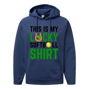 This Is My Lucky Softball Gift Sport Game St Patrick's Day Gift Performance Fleece Hoodie