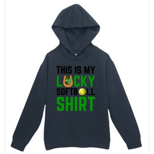 This Is My Lucky Softball Gift Sport Game St Patrick's Day Gift Urban Pullover Hoodie