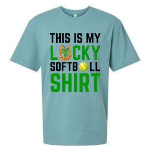 This Is My Lucky Softball Gift Sport Game St Patrick's Day Gift Sueded Cloud Jersey T-Shirt