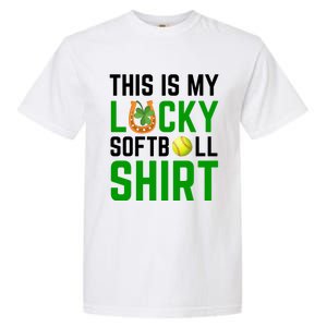 This Is My Lucky Softball Gift Sport Game St Patrick's Day Gift Garment-Dyed Heavyweight T-Shirt