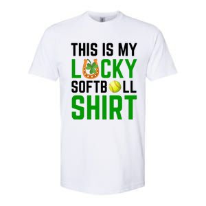 This Is My Lucky Softball Gift Sport Game St Patrick's Day Gift Softstyle CVC T-Shirt