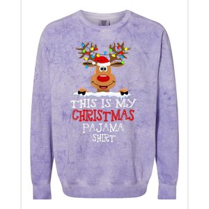 This Is My Christmas Pajama Funny Christmas Reindeer  Colorblast Crewneck Sweatshirt