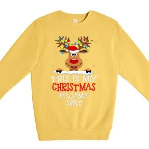 This Is My Christmas Pajama Funny Christmas Reindeer  Premium Crewneck Sweatshirt