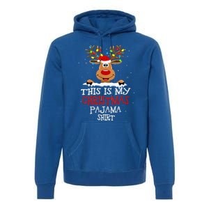 This Is My Christmas Pajama Funny Christmas Reindeer  Premium Hoodie