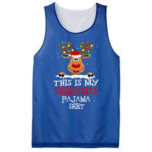 This Is My Christmas Pajama Funny Christmas Reindeer  Mesh Reversible Basketball Jersey Tank