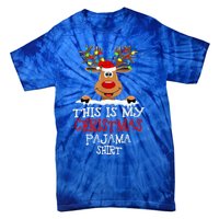 This Is My Christmas Pajama Funny Christmas Reindeer  Tie-Dye T-Shirt