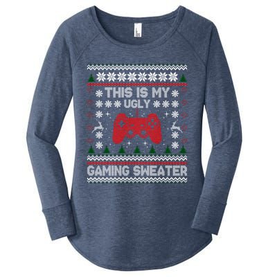 This Is My Ugly Gaming Sweater Funny Christmas Video Gamer Meaningful Gift Women's Perfect Tri Tunic Long Sleeve Shirt