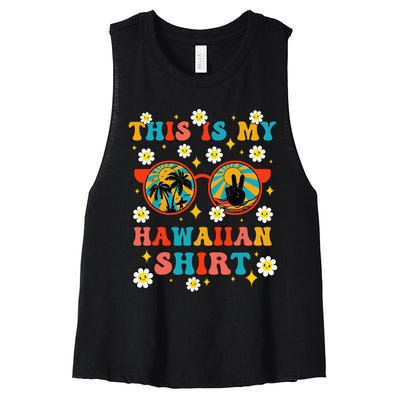 This Is My Hawaiian Groovy Tropical Party Hawaii Funny Women's Racerback Cropped Tank