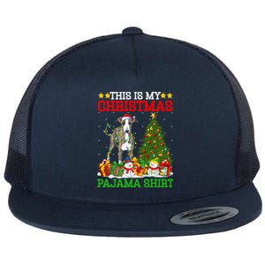 This Is My Christmas Tree Pajamas Greyhound Dog Christmas Great Gift Flat Bill Trucker Hat