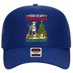 This Is My Christmas Tree Pajamas Greyhound Dog Christmas Great Gift High Crown Mesh Back Trucker Hat