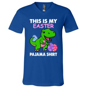 This Is My Easter Pajama Gift Trex Dinosaur Gift Egg Gift V-Neck T-Shirt