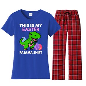 This Is My Easter Pajama Gift Trex Dinosaur Gift Egg Gift Women's Flannel Pajama Set