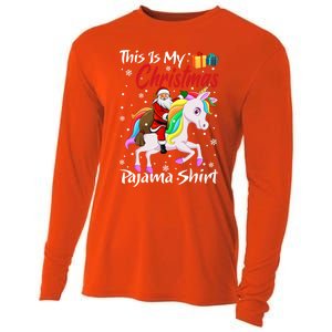 This Is My Christmas Pajama Great Gift Santa Claus Riding Unicorn Cute Gift Cooling Performance Long Sleeve Crew