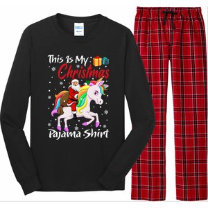 This Is My Christmas Pajama Great Gift Santa Claus Riding Unicorn Cute Gift Long Sleeve Pajama Set