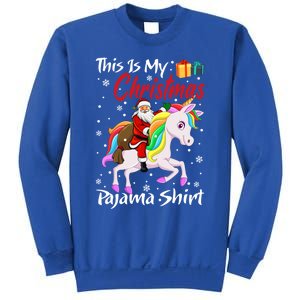 This Is My Christmas Pajama Great Gift Santa Claus Riding Unicorn Cute Gift Sweatshirt