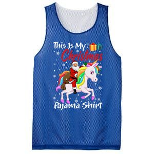 This Is My Christmas Pajama Great Gift Santa Claus Riding Unicorn Cute Gift Mesh Reversible Basketball Jersey Tank