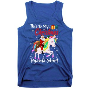 This Is My Christmas Pajama Great Gift Santa Claus Riding Unicorn Cute Gift Tank Top